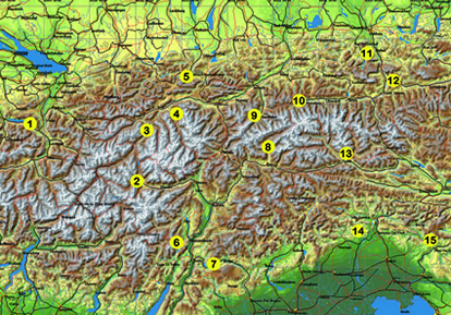 DVD Guide to the Best Flying Sites of the Middle and Eastern Alps - Flying Sites Map